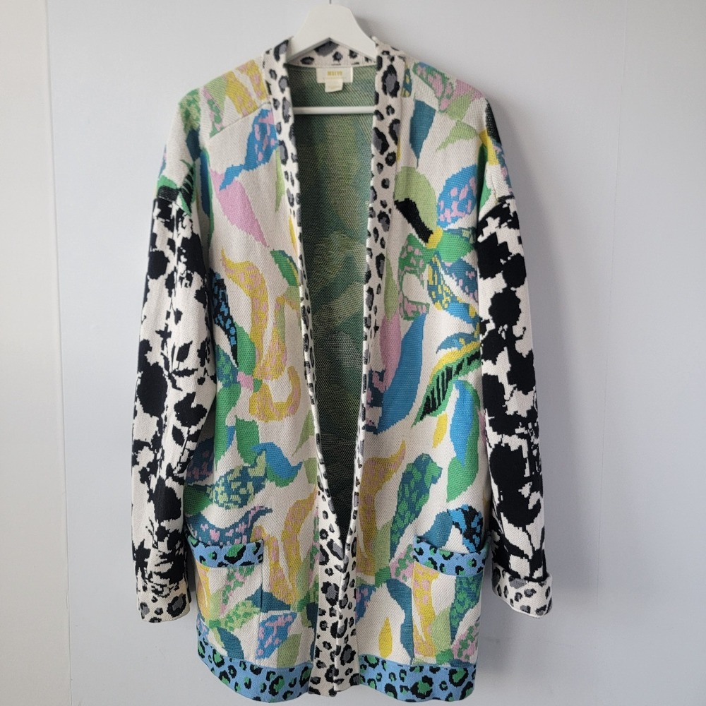 Anthropologie Maeve Womens M Cardigan Sweater Savannah Colorful Abstract Artsy